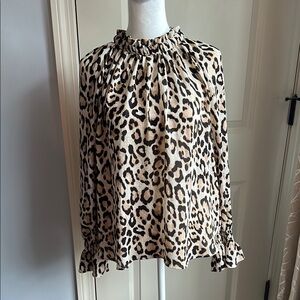 LOFT Leopard Print Ruffled Blouse